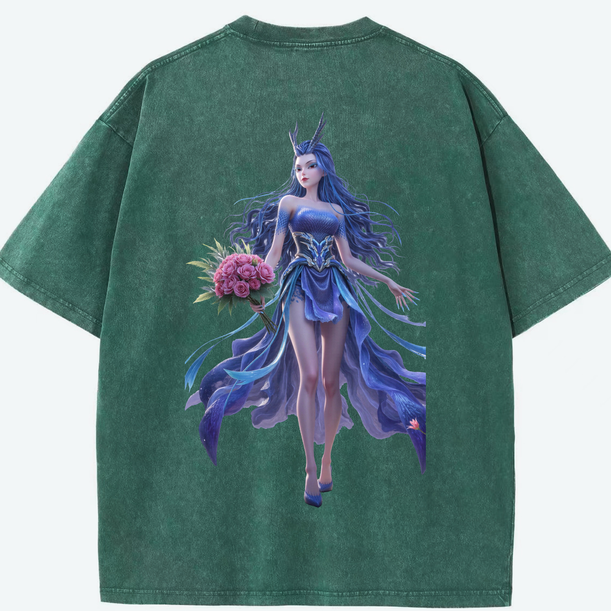 （画像用） Ne Zha 2 ナタ 魔童の大暴れ 綿100% ヴィンテージ風 半袖Tシャツ（背面プリント）